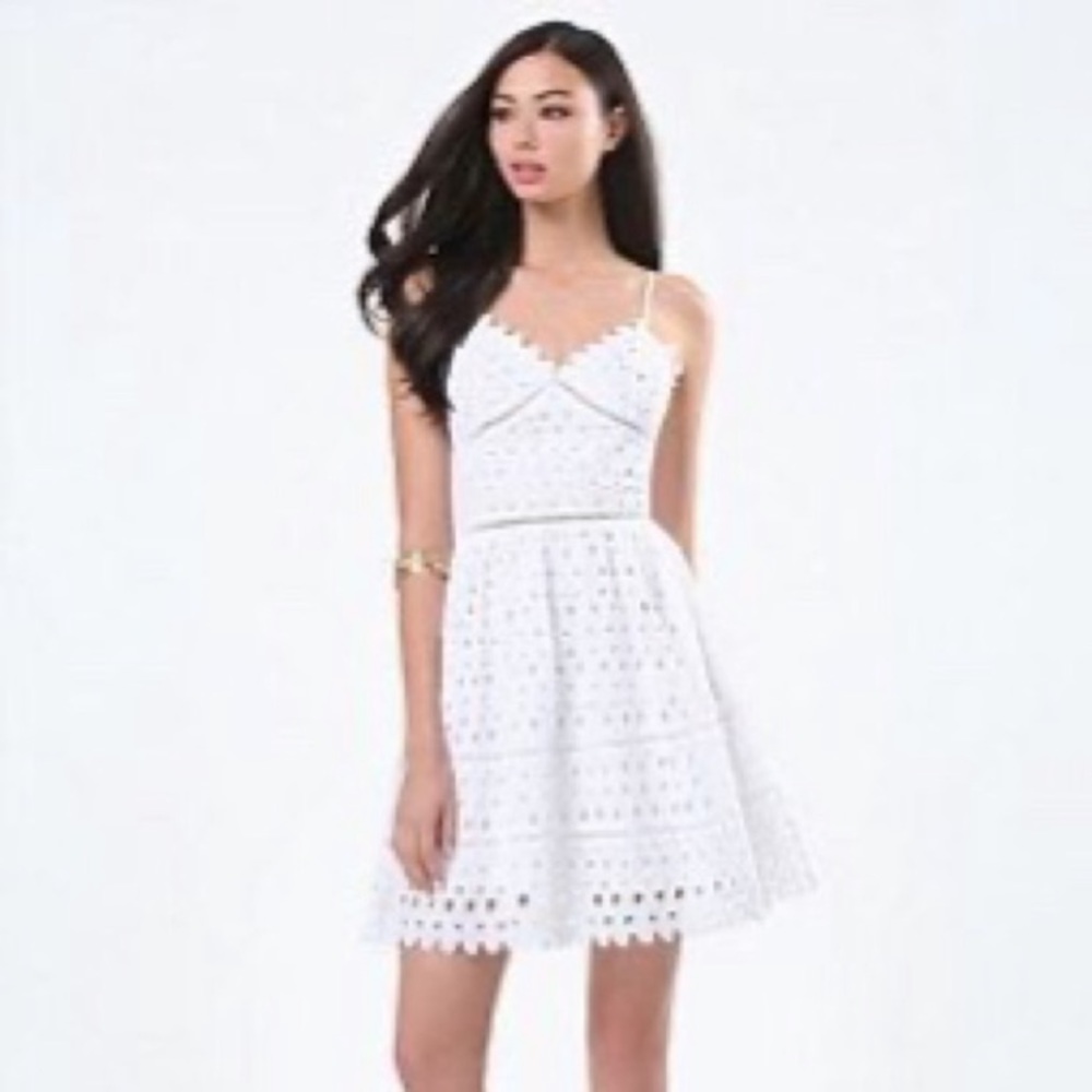 Bebe white cotton eyelet dress